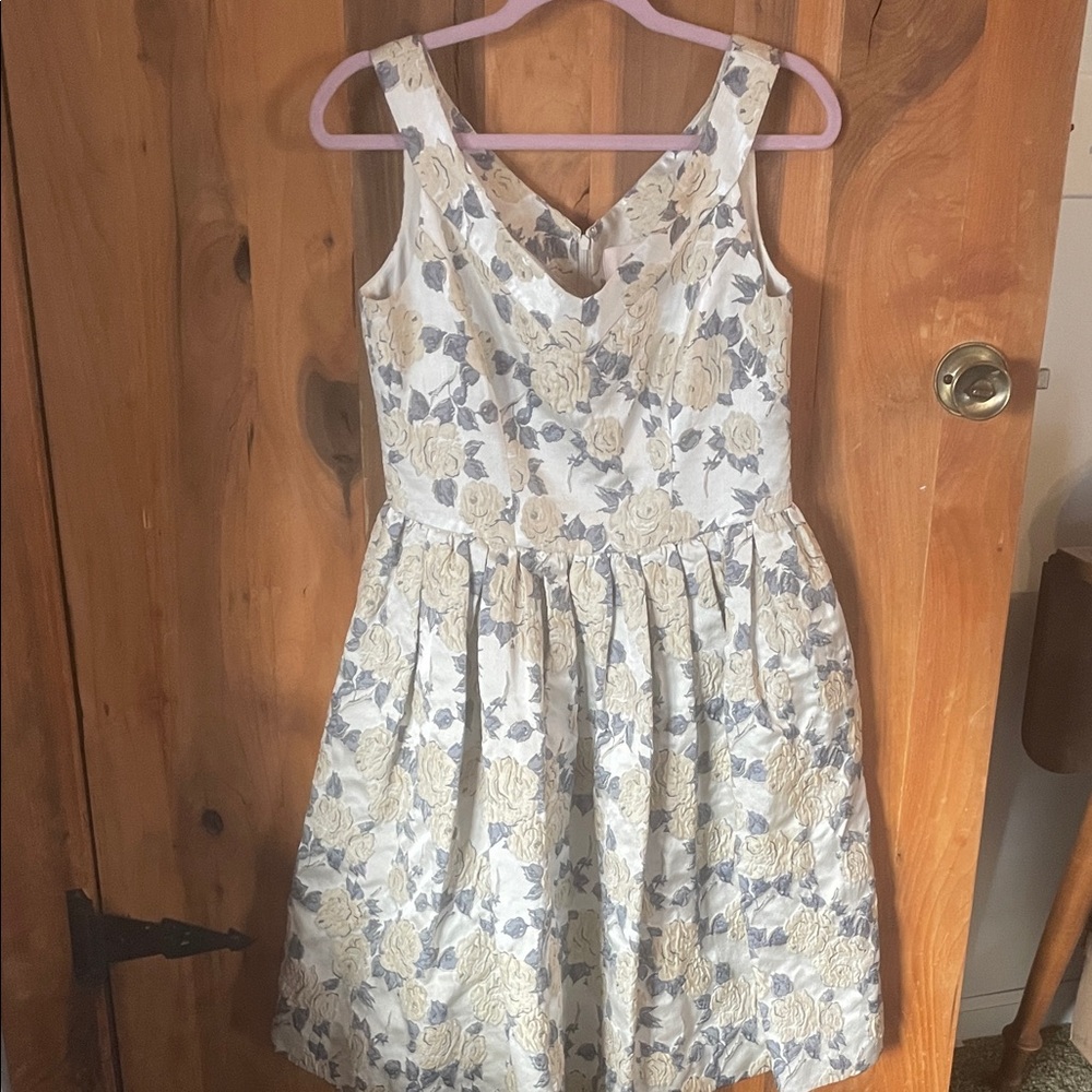 Gal Meets Glam Floral Dress in Blue and Cream
